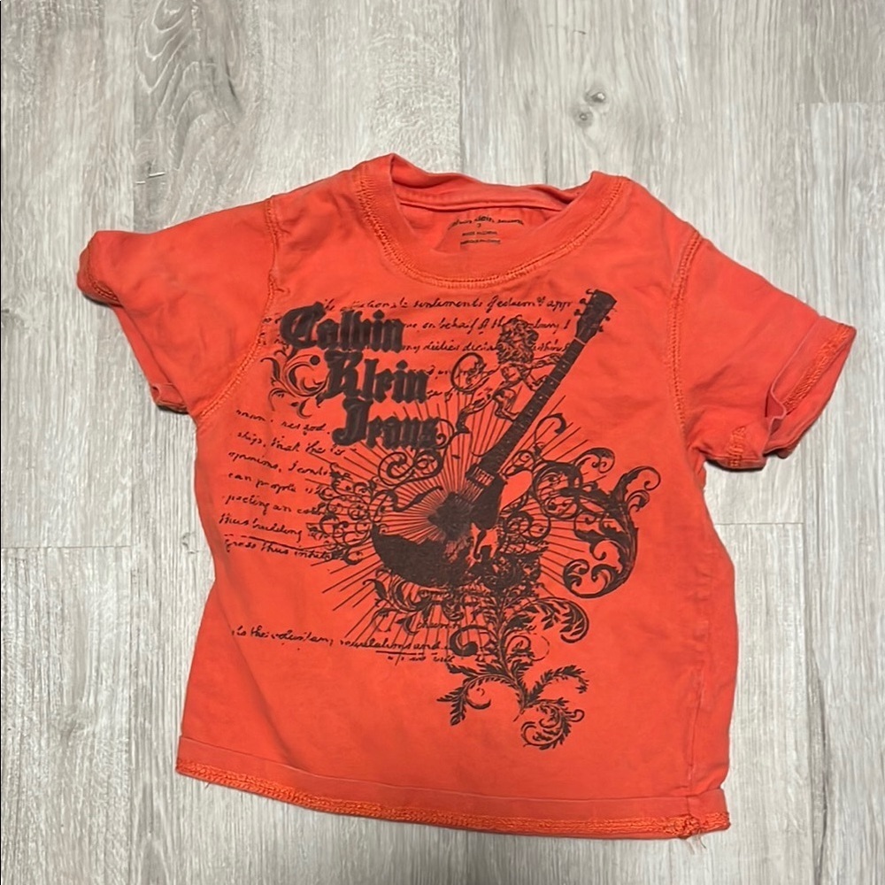 Calvin Klein Orange guitar boys shirt 3T